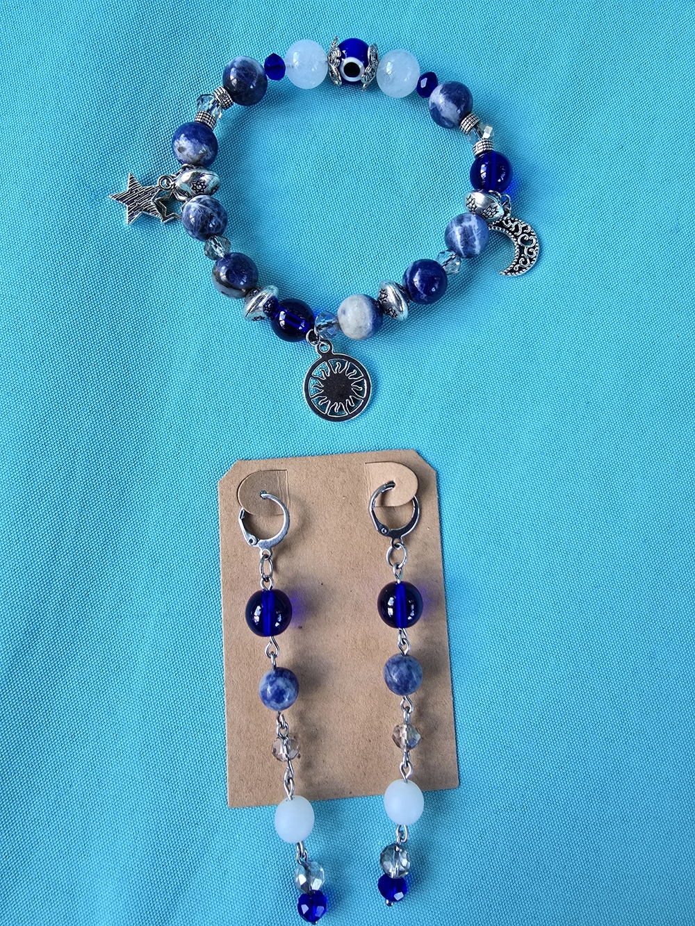 Mystical Beaded Bracelet & Earrings Set - Handmade